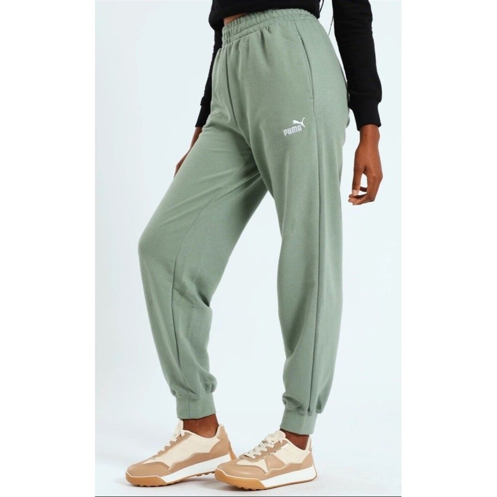 Puma Men's XL Poly Cotton Blend Olive Green Elastic Waist Sweatpants LOOK-PICS